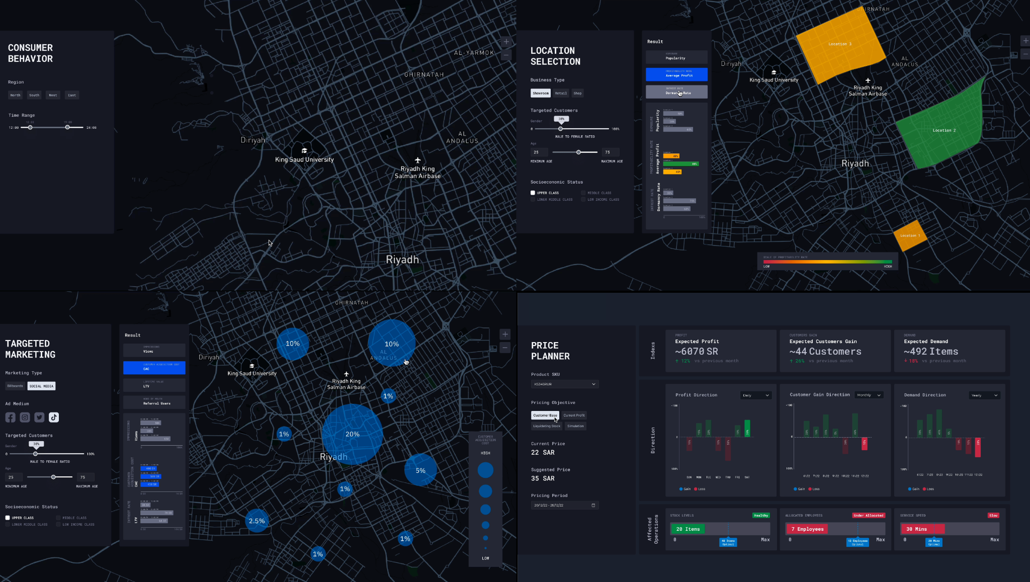 Intelmatix Decision Intelligence dashboard on Riyadh map